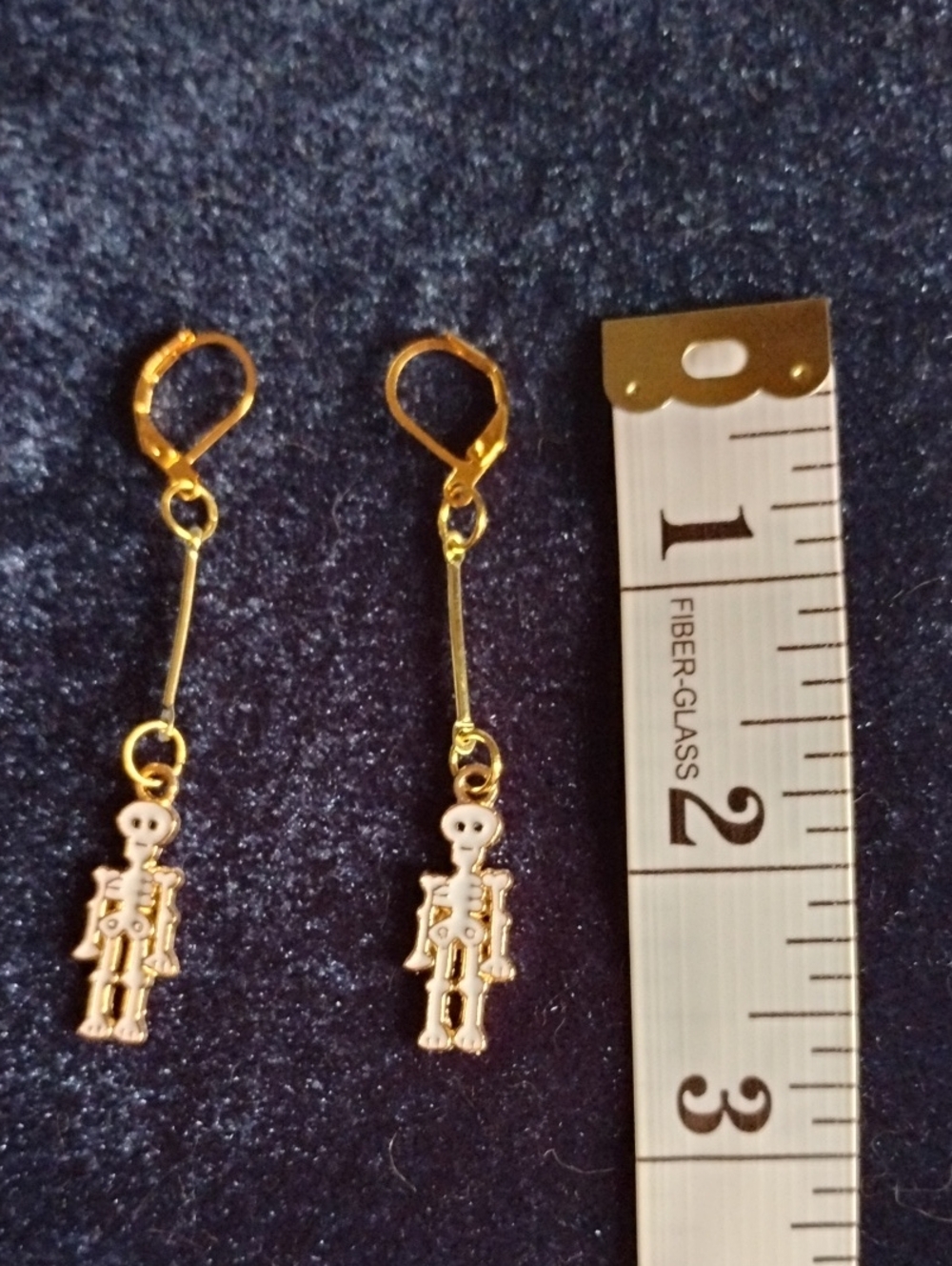 Hand Crafted Gold Skeleton Drop Earrings With Lever Backs - Picture 3 of 5